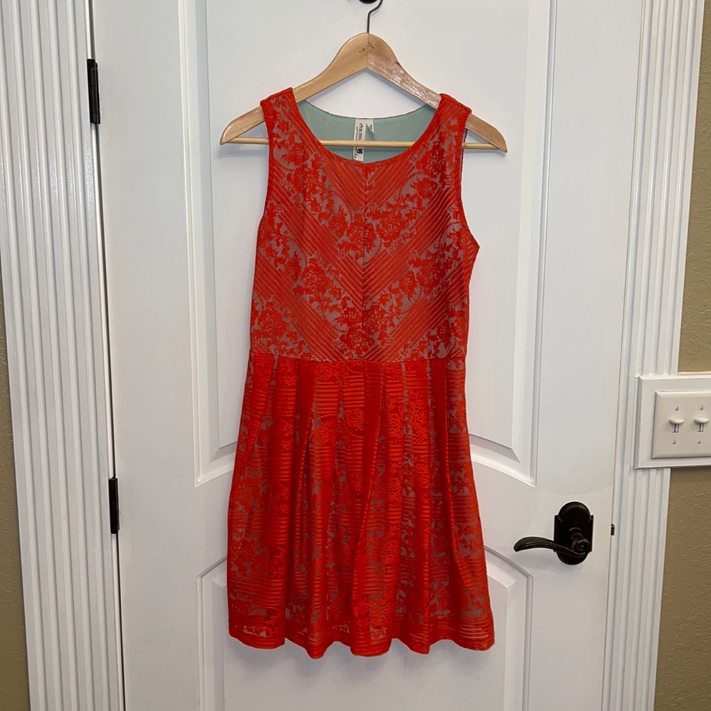 Pink Owl Lace Red Dress from ModCloth size M
